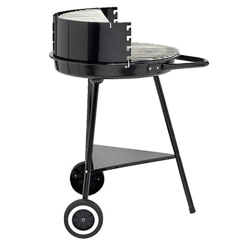 Barbecue à charbon rond Texas 2 grilles 5 niveaux métal noir 53x66,5xH81cm