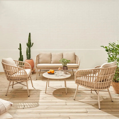 Vatuo Salon de jardin acier et cordes 4 places